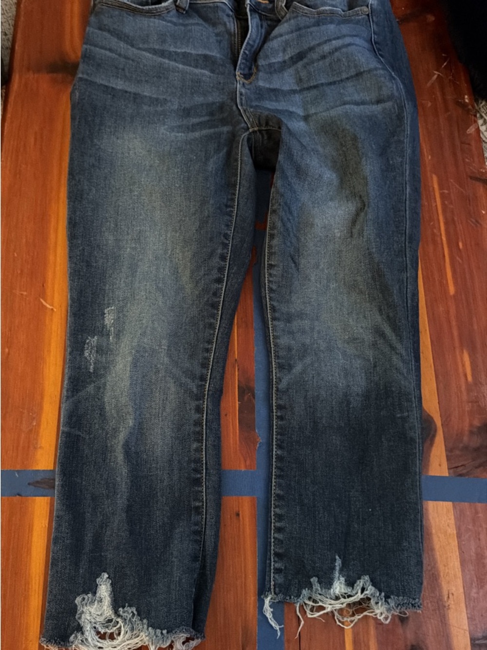 Judy Blue Distressed Dark Blue Straight Jeans